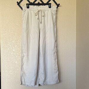 LOFT Beige Ruffle-Trim Pants